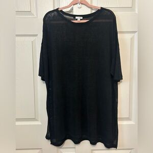 Pure Jill black knit short sleeve top  L